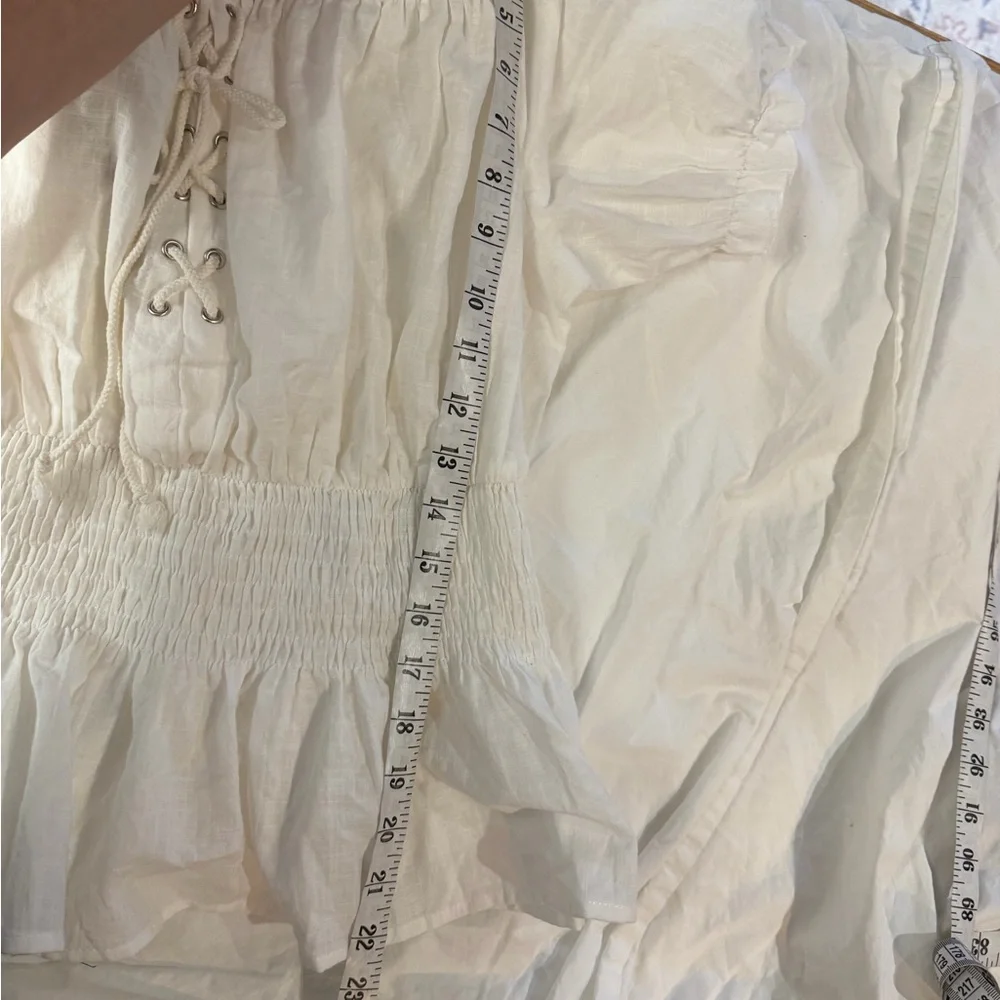 NWT SCARLET DARKNESS Renaissance Peasant Blouse White Lace Up M - Picture 7 of 8